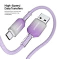 thumbnail image 5 of Powertek Frosty USB-A to USB-C Braided Cable, 6 ft, Purple, 5 of 7