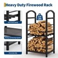 thumbnail image 4 of Kojooin 30 in Firewood Rack, Outdoor Indoor Log Rack with Kindling Hooks for Fireplace, Patio or Deck Storage, 4 of 8