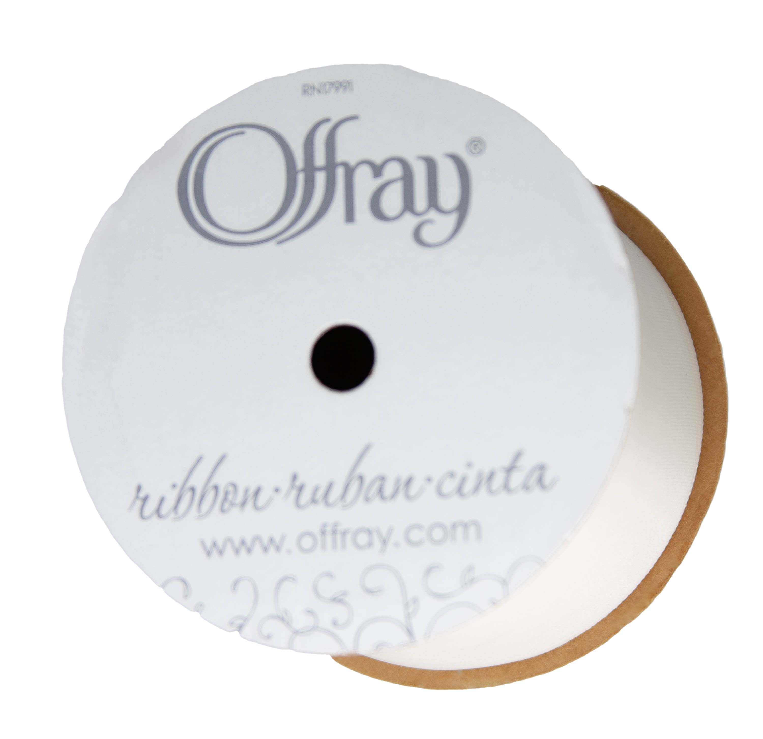 Offray Ribbon, Antique White 2 1/4 inch Single Face Satin Polyester Ribbon, 9 feet