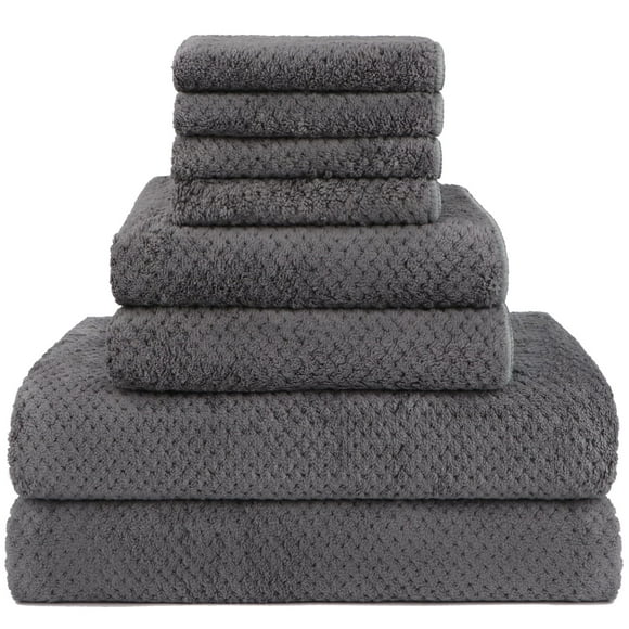 Juego de toallas de baño HOMEXCEL de microfibra, 8 piezas (gris)