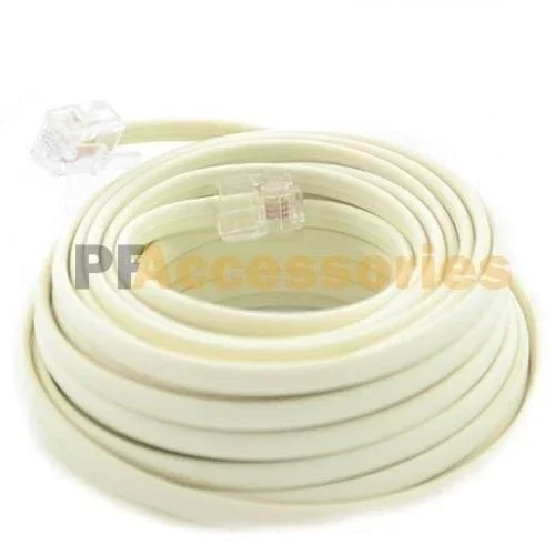 FLINT- 25 Ft Feet Rj11 4C Modular Telephone Extension Phone Cord Cable Line Wire Beige