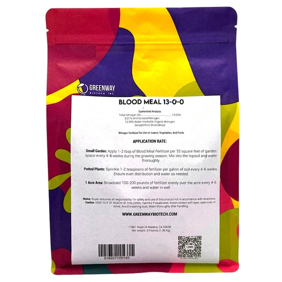 Blood Meal Fertilizer 13-0-0 - Organic Nitrogen Fertilizer - 3 Pounds