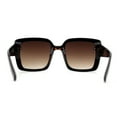thumbnail image 4 of Womens Rectangle Rimless Thick Plastic Retro Designer Sunglasses Tortoise Brown, 4 of 4