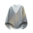thumbnail image 2 of SERTG Men's Fashion Lapel Pullover Sweater Fall Winter Solid Color Long Sleeve Thickened Knit Top for Men Warm Tops(Gray,5XL), 2 of 9
