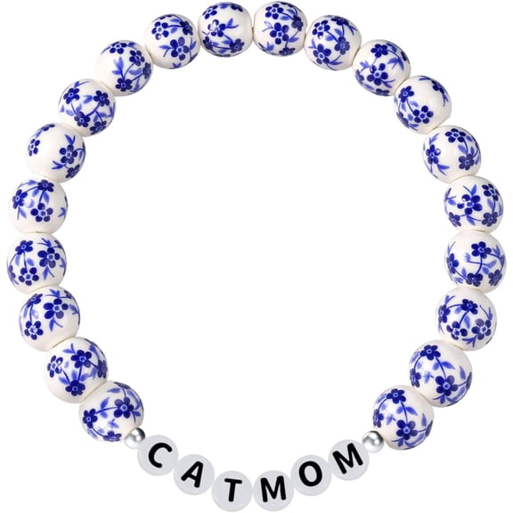 Porcelain "NANA" Bracelet - Gift for Grandma, Engraved Ceramic Beads Jewelry for Women, Mother's Day Christmas Birthday Present