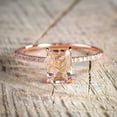 thumbnail image 5 of SKJEWELLERS Emerald Cut Solitaire Morganite Bridal Set Ring 925, Sterling Silver, 14k Rose Gold Finish, 5 of 6