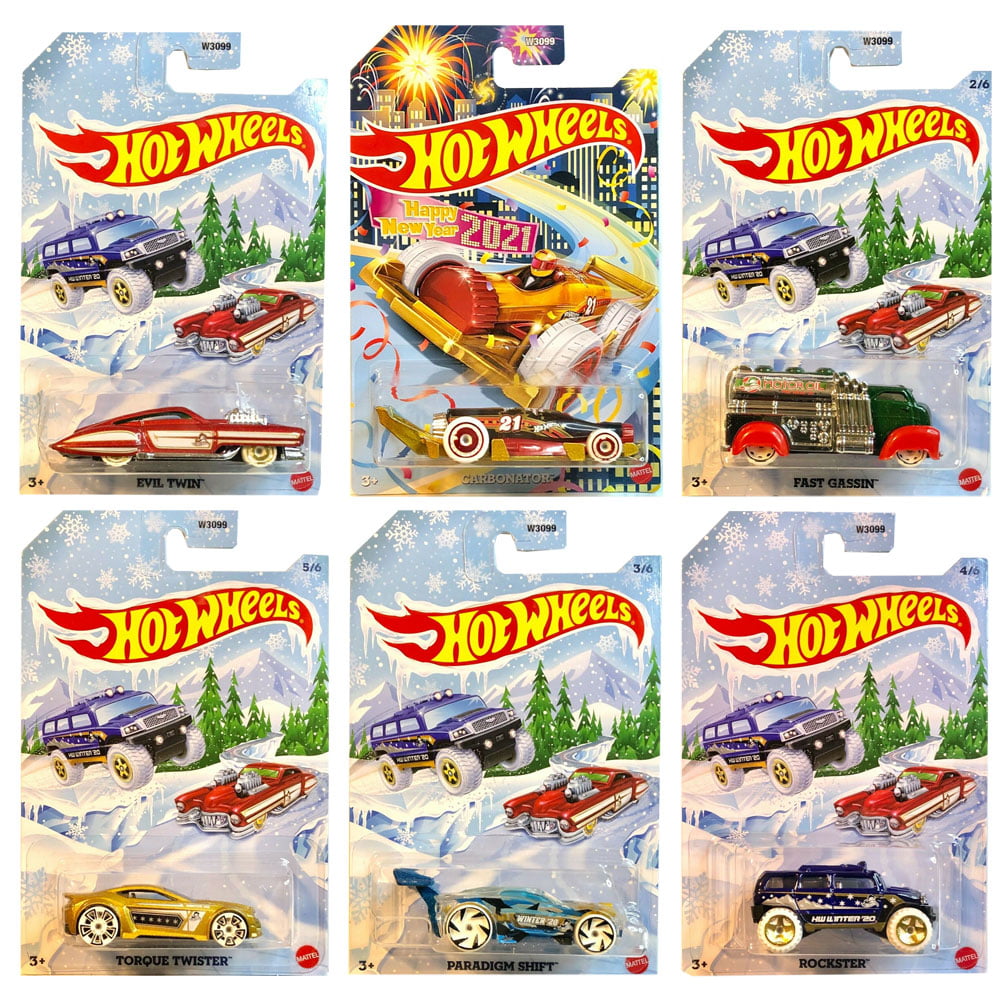 Mattel Hot Wheels Winter Holiday 2020 Set Of 6  Cars-New Year's 2021 Carbonator