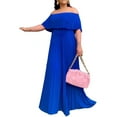 thumbnail image 1 of Xishao Vestido de noche largo de verano para mujer, holgado, con hombros descubiertos, para cóctel, fiesta, boda, falda plisada Xishao ropa, 1 of 2