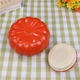 thumbnail image 2 of MasteelfCA Color Mini Pumpkin Shape Tea Can Ceramic Storage Container Sealed Container Coffee Sugar Jar Gift for Restaurant Home -Size S (Red), 2 of 7
