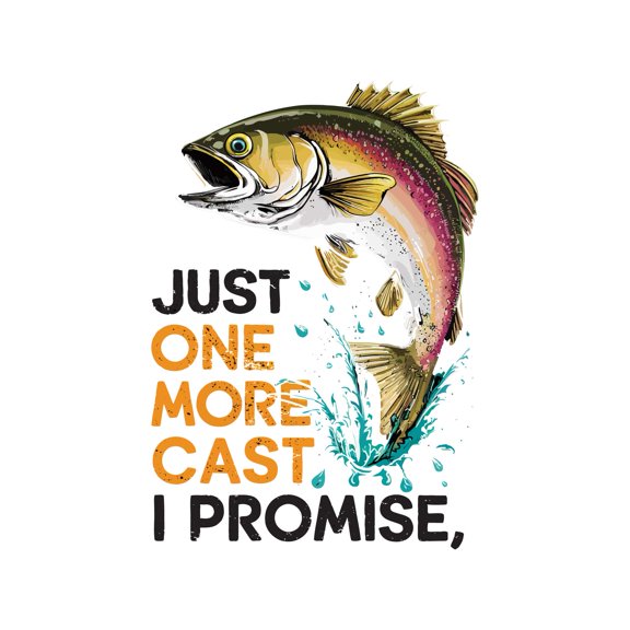 Just One More Cast I Promise Adventure Fishing Outdoor Sports Sports Wall Art Sticker Designs Vinyl Stickers For Home House Walls Rooms Windows Bedroom Decoration Size (20x20 inch)