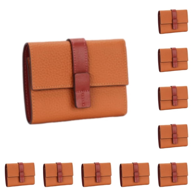 Sonducket Monedero de cuero para mujer, triple pliegue con cremallera, tarjetero elegante, compartimento para efectivo, carpeta de fotos, Oro marrón 10piezas