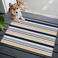thumbnail image 3 of Entryway Rug 2'x3', Khaki Grey Striped Small Rug for Kitchen Bathroom Door Mat Indoor Entrance, Navy Blue Farmhouse Stripes Abstract Art Non-Slip Area Rugs Floor Mats Carpet Front Door Rugs, 3 of 8