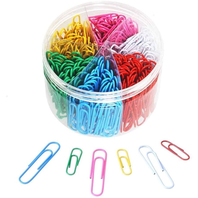 OUHL 450 clips de papel de colores, tamaño mediano de 28 mm y tamaño jumbo de 50 mm, 6 clips de oficina de colores surtidos para la escuela, organización de documentos personales, trabajo profesional