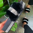 thumbnail image 4 of GERsome Women's Rhinestone Fluffy Slippers Platform Slippers Ladies Fashion Open Toe Faux Fur Sliders Womens Slipper, 4 of 6