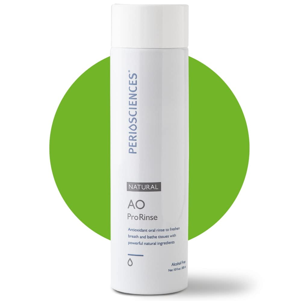PerioSciences AO ProRinse Natural Mouthwash - 10oz Alcohol-Free Natural Mint Flavor, Freshens Breath, Keeps Teeth Clean, Dentist Recommended