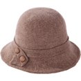 thumbnail image 4 of CoCopeaunts Solid Color Bucket Hat for Women Autumn Winter Warm Wool Fisherman Hat Versatile Knitting Basin Hat Button Belt, 4 of 8