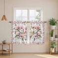 thumbnail image 2 of Spring Floral Kitchen Curtain for Berdoom Living Room Cafe 45 Inch Length, Retro Pink Orchid Flowers Leaves Botanical Tiers Curtains Light Filtering Drapes Window Treatment 2 Panels 52"Wx45"L, 2 of 8