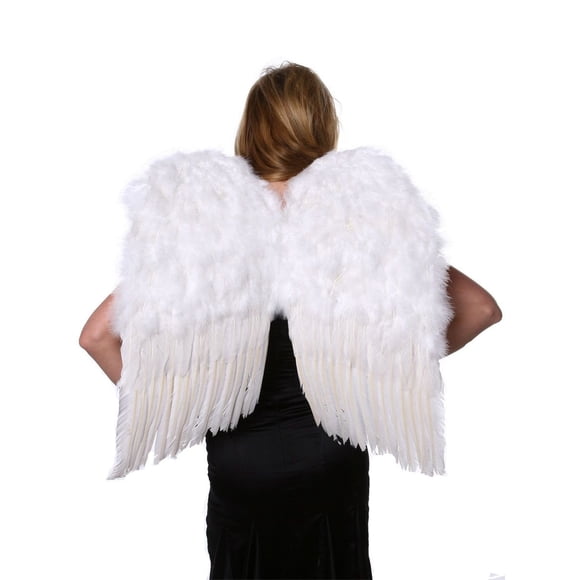 Zucker - Angel Feather Costume Wings - Halloween and Cosplay Feather Wings for Adults, 23.5†x 22â€, Medium - White