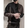 thumbnail image 4 of Ropa para hombre, camiseta empalmada para hombre, sudadera holgada negra con cuello redondo, ropa de calle vintage de los años 90 con citas de estilo coreano, 4 of 4