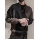 thumbnail image 4 of Ropa para hombre, camiseta empalmada para hombre, sudadera holgada negra con cuello redondo, ropa de calle vintage de los años 90 con citas de estilo coreano, 4 of 4