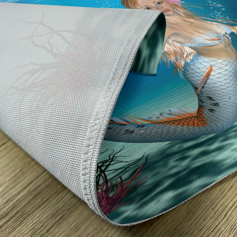 Mermaid Placemats Set of 4 Graphic of a Mermaid in Tropical Ocean Magical  Legendary Fairytale Creature, Washable Fabric Place Mats for Dining Room  Kitchen Table Decor,Navy Ocean Blue, by Ambesonne 