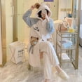 thumbnail image 4 of Pyjamas d'Automne et d'Hiver pour Femmes Fraises Corail Velours Pyjamas Confortables en Coton Velours Longs Pyjamas Épaissis, 4 of 6
