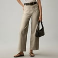 thumbnail image 4 of Mohiass Womens Stretch Twill Pants Casual High Waisted Wide Leg Cropped Pants Straight Leg Ankle Chino Pant with Patch Pockets Khaki S, 4 of 9
