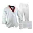 thumbnail image 1 of Prowin V-Neck Taekwondo Ribbed Cotton/Poly Fabric White/Poom TKD Gi Uniform, 1 of 2