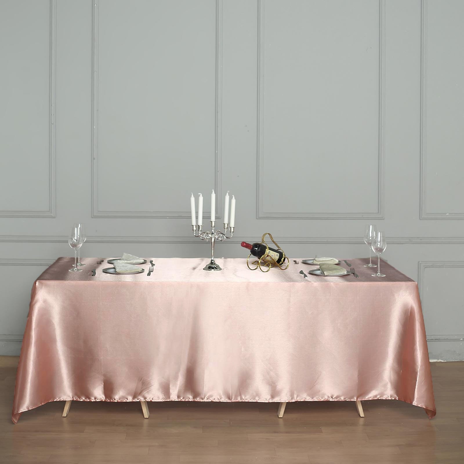 Efavormart 60x126" Rectangle Dusty Rose Wholesale SATIN Tablecloth Banquet Linen Wedding Party ...