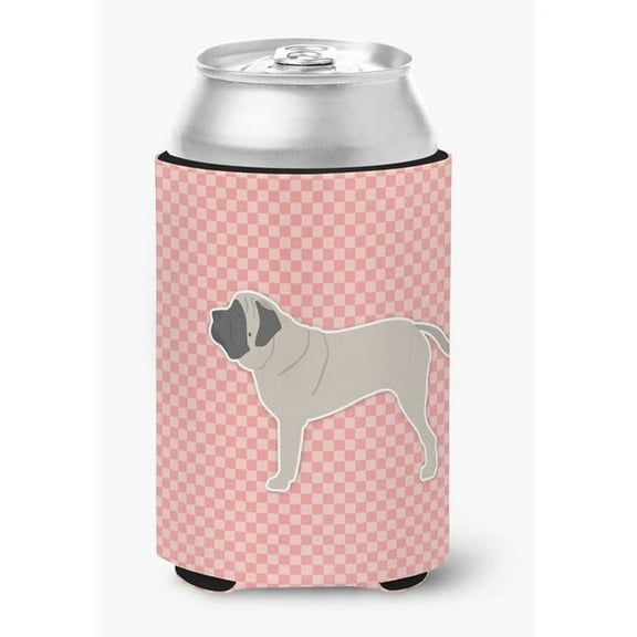 English Mastiff Checkerboard Pink Can or Bottle Hugger