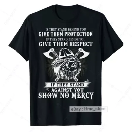 Viking Warrior Against You Show No Mercy T-Shirt Norse Myths Valhalla Odin Tee