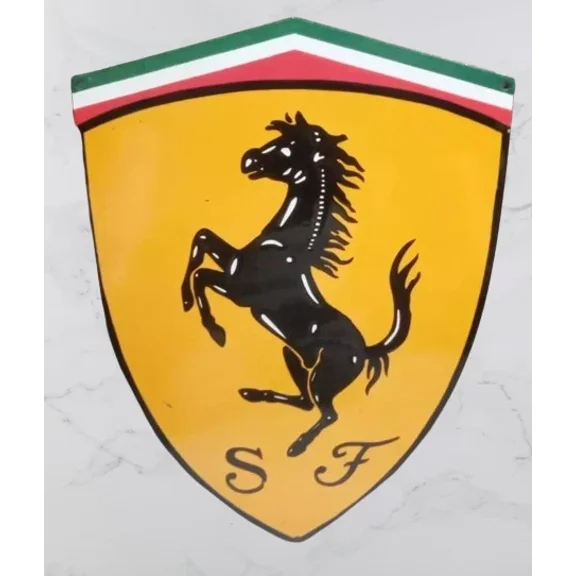 Ferrari Logo Porcelain Enamel Heavy Metal Sign 28 x 22 Inches Single Side