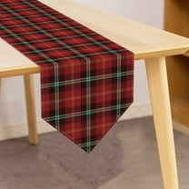 MIZHONA Christmas Table Runner Bufflor Plaid Dining Runner for Kitchen Table Decorations 13 x 72 Inch