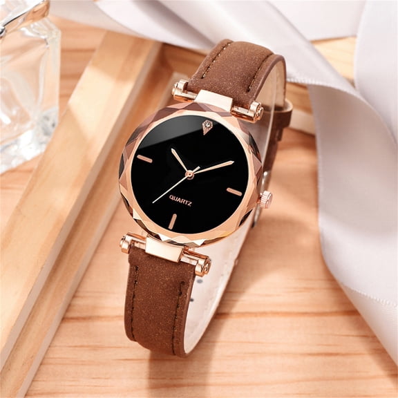 Resicozy Womenβs Watches Bracelet Elegant Leather Strap Watch Fashion Round Dial Watch Quartz Wristwatches Coffee
