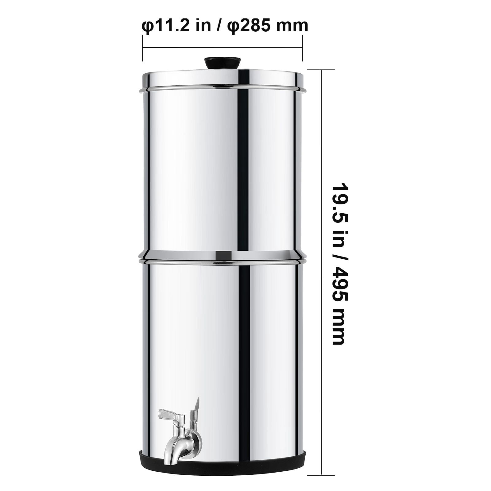 Gravity Fed Water Filter System 2.25 Gal, SUS304 Stainless Steel, Coconut Activated Carbon, 6000 Gallon Capacity, for Camping Off-Grid