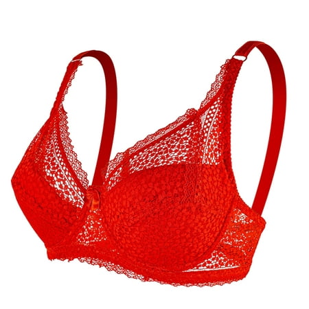 

gvdentm Wirefree Bra with Support Full-Coverage Wireless Bra for Everyday Comfort Bralettes For Women Red 90C/D