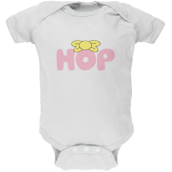 Easter - Hop Girls Bow Tie White Soft Baby One Piece