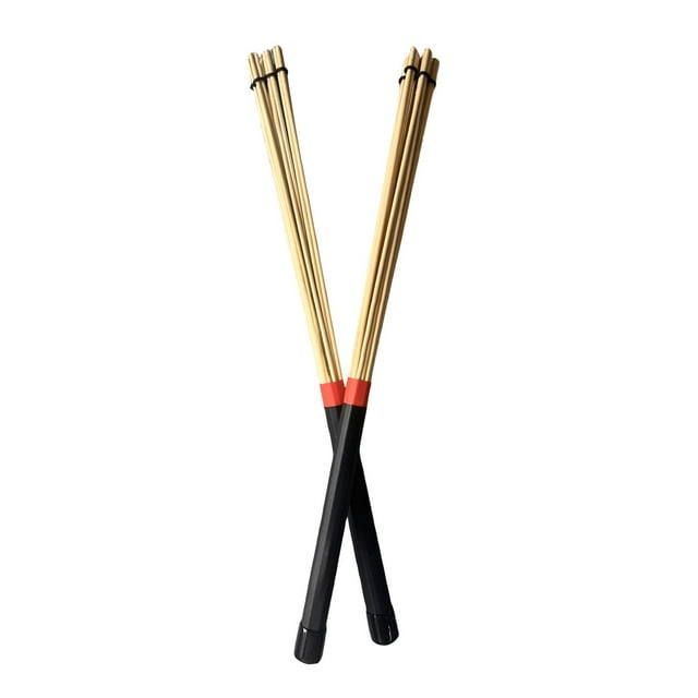 Esquirla 2 Pieces Bamboo Drum Stick Rods Brushes for Acoustic Performance Small Black