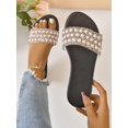 thumbnail image 1 of Women Rhinestone & Faux Pearl Decor Slide Sandals, Fashion Summer Flat Sandals, 1 of 4