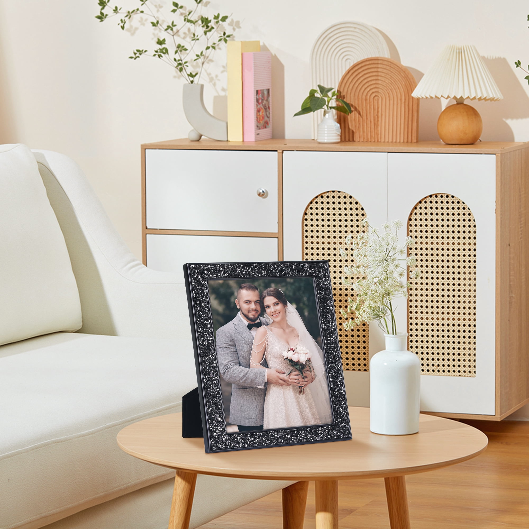 Unique Bargains Picture Frames for Photo and Poster Beautiful Metal Frames Black 8x10"