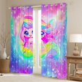 thumbnail image 2 of Feelyou Rainbow Galaxy Kawaii Mermaid Tail Black Out Curtains for Girls, Sparkle Star Marine Fairy Curtains Pack of 2 (42x63 Each), Pink Blue, 2 of 6