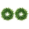 thumbnail image 2 of Visland 2Pack Boxwood Wreath Round Wreath Artificial Wreath Green Leaves Wreath Door Wall Window Decoration,12Inch, 2 of 8
