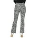 thumbnail image 3 of Pantalones de mujer Inspire Chic de cintura alta con estampado de vaca, casuales, de campana, ajustados, largos, XS, negro-cebra, 3 of 6