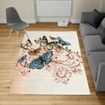 thumbnail image 2 of Butterfly Turkish Area Rug, Monarch Butterflies Vintage Damask Inspired Design, Soft Carpet for Living Room Decor with Distressed Look, 4' X 5.7', Pale Rust, by Ambesonne, 2 of 4