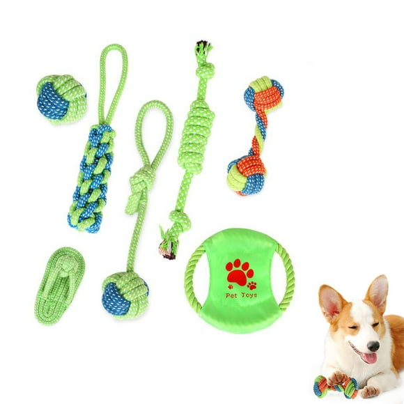 Eco-Friendly Dog Toy, Natural Cotton Fibers Bite-Resistant Knot Dog Toy for Interactive Play and Teething Dental Health