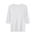 thumbnail image 4 of Sillenn Women's Crew Neck Elbow Length Sleeve Knit Seamless T-Shirts Soft Lightweight Basic Pullover Sweater Casual Loose Fit Shirts Basic Tee Shirts Summer Dressy Casual T-Shirts White Xxl, 4 of 9