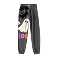 thumbnail image 6 of Women Halloween Pajamas Pants Cute Pumpkin Ghost Print Drawstring Wide Leg Pj Bottoms Holiday Loose Casual Sleepwear(Grey,S), 6 of 7