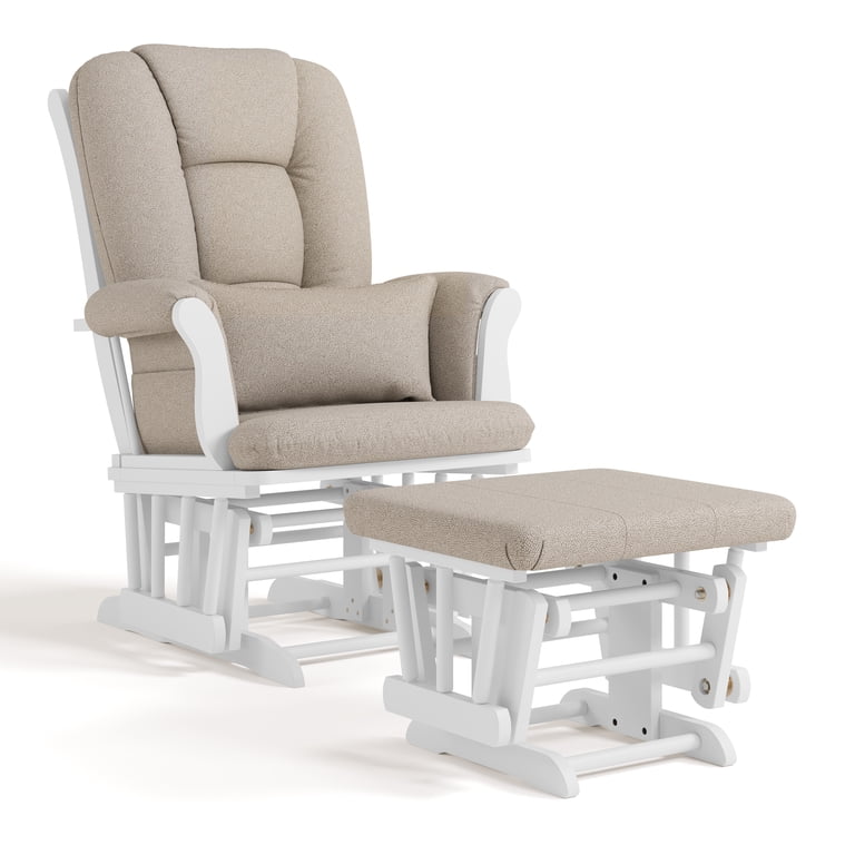 Storkcraft Tuscany Glider & Ottoman, White with Taupe Swirl photo 1
