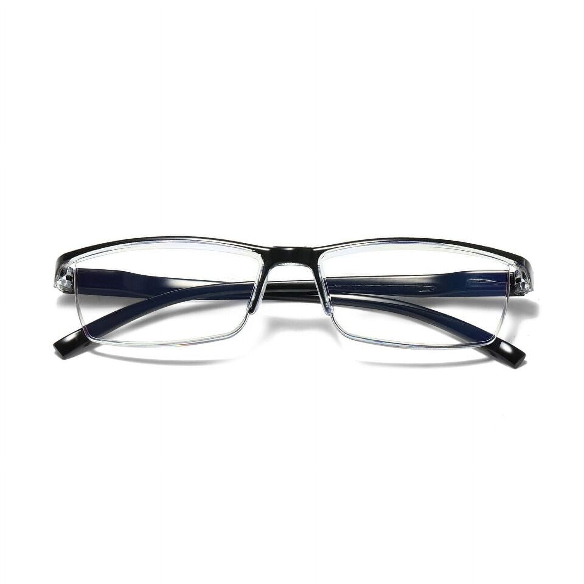 YIYOUZQT 10 Pack Spring Hinge Readers Computer Reading Glasses Blue Light Blocking, Fashion Rectangular Rimless Readers for Women Men Lightweight & Comfortable Anti Glare
