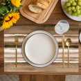 thumbnail image 4 of Brown Stripes Placemats Set of 8, Country Watercolors Gradient Texture Placemats for Dining Table, Place Mats for Kitchen Tabletop, Waterproof Wipeable Dining Table Mats Set, 4 of 9